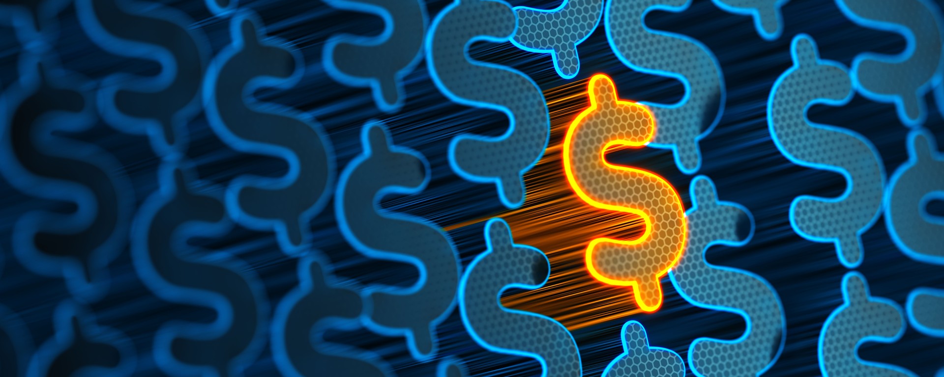 Stand out from the crowd. Yellow Unique Dollar sign. Profit and money. Financial and business 3d illustration